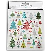 Christmas Tree Stickers - Glitter Adhesive Decals for Crafts & Scrapbooks - 63 Pieces