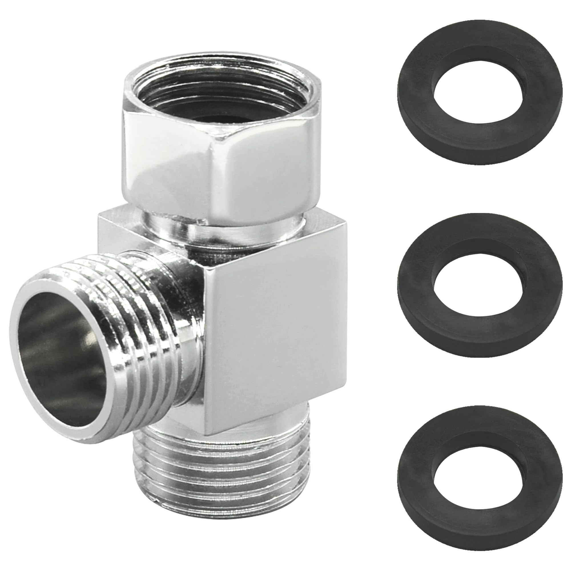 20mm 3 Way T Shaped Water Diverters,Brass Shower Diverter Valve (Square)