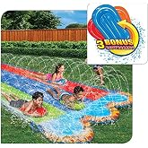 Banzai Triple Racer 16 Ft Water Slide-with 3 bodyboards included, Multicolor