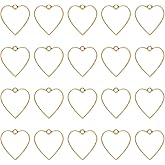 Oubaka 50pcs Open Bezel Pendants Heart Open Back Frame Pendant Hollow Frame Pendants Resin Craft Bezels for Earrings, Necklace, Bracelet, Pressed Flower, DIY Crafts(K Gold)