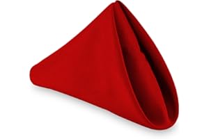 Lann's Linens - 1 Dozen 17" Cloth Dinner Table Napkins - Machine Washable Restaurant/Wedding/Hotel Quality Polyester Fabric - Red