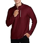 Indoner Men's 1/4 Zip Pullover Thermal Long Sleeve Shirt Quarter Zip Turtleneck Fleece Sweatshirts for Athletic Running Golf