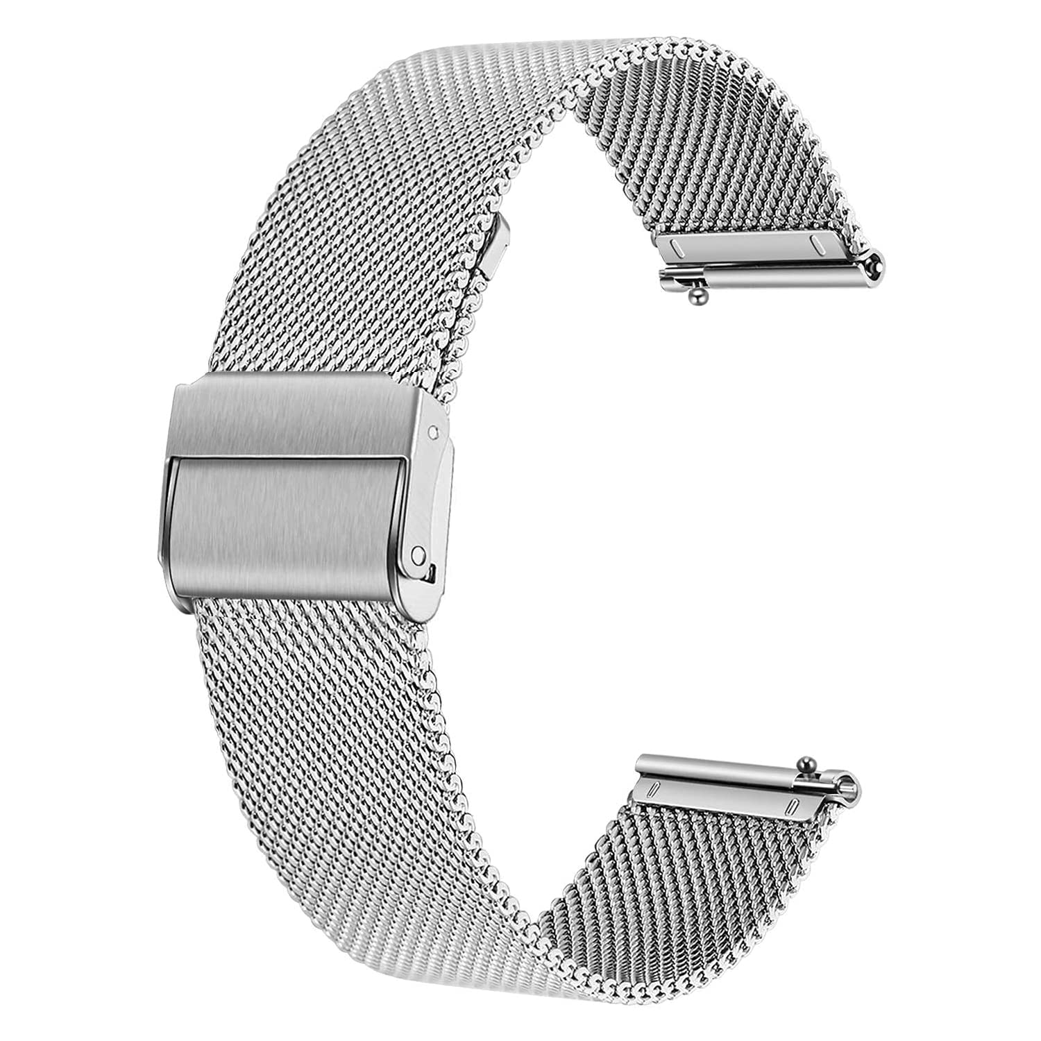 Deolven Quick Release Watch Strap,Mesh Woven Metal Watch Band for Men and Women,Universal Strap for Smart Watches and Seiko Watches 14mm Silver