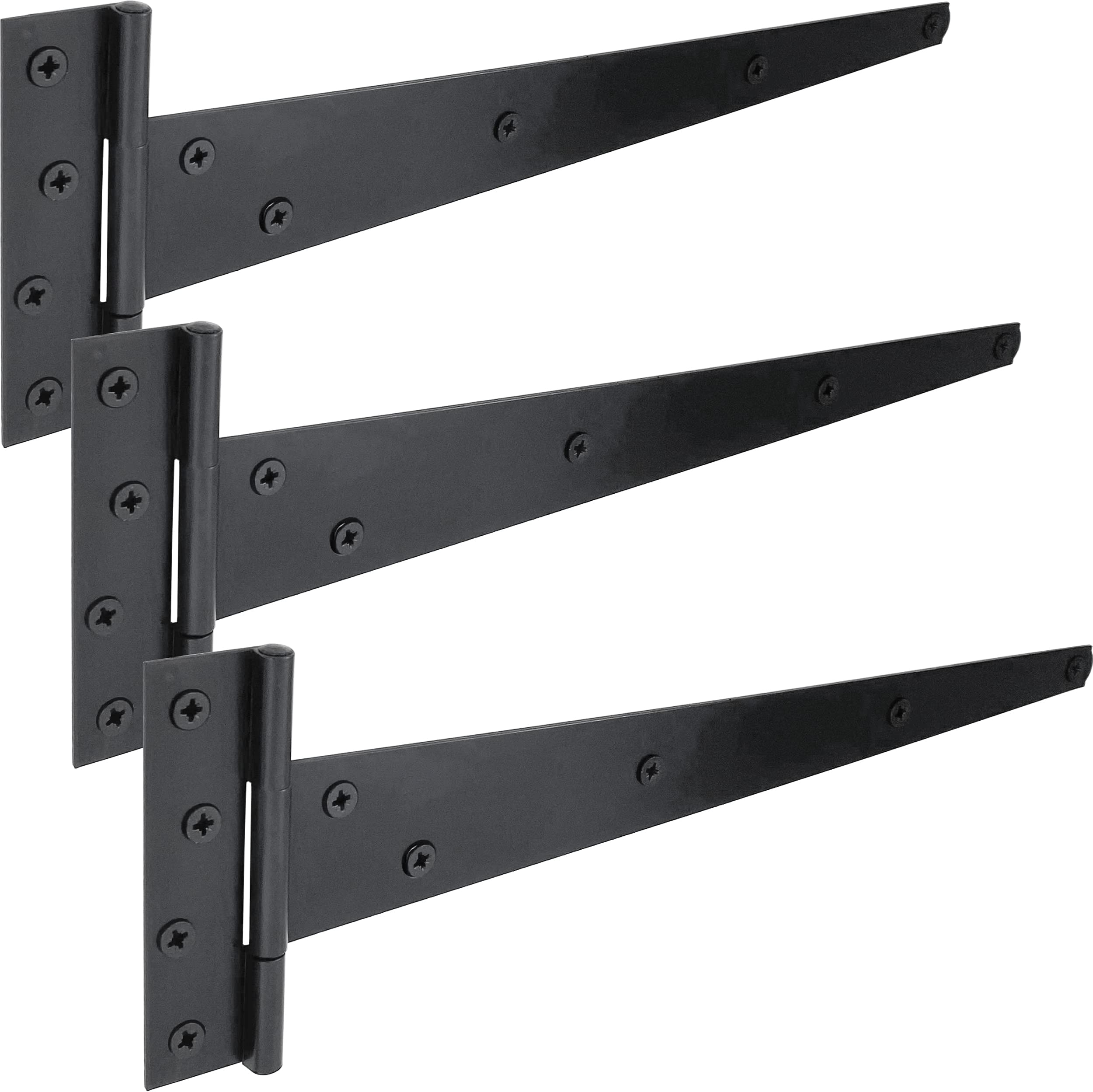 IRONTITE® 3 Pack Black T Hinges 350mm (14"), Gate Hinges for Wooden Gates or Garden Sheds, Black Coated for Weather Protection