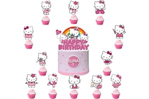 CYNCOY 37 Pcs Birthday Cartoon Cake Topper and Cupcake Toppers Set, Cupcake Toppers Cake Decorations, Birthday Party Supplies for Anime Birthday Decorations (Kit)