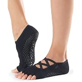 toesox Elle Half Toe Grip Socks &ndash; Non-Slip Grip Sole for Yoga, Pilates, Gym - Non Skid Open Toe Socks for Women