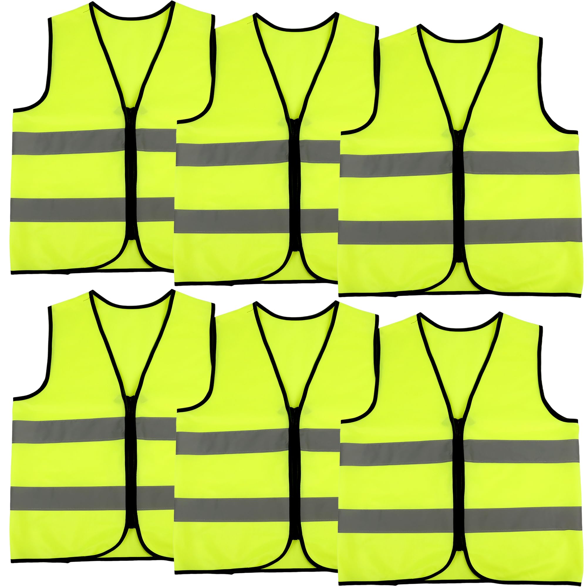 6 Pack Kids Hi Vis Vests Child High Visibility Reflective Vest Kids Traffic Construction Safety Vest with Reflective Strips for Girls Boys Outdoor Activities (Green, XL, 13-15 years(140-160 cm))