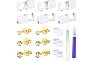 DJCIW 14PCS Ear Piercing Kit Set for Safe and Precise Ear Piercings, Ear Piercing Gun Kit with Cubic Zirconia Stainless Steel