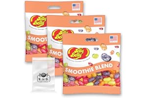 Jelly Belly Smoothie Blend Jelly Beans- 3 Pack - 3.5 oz each, Beverage Jelly Beans Bundle - Sip, Chew, and Taste the Fruity Fusion! Perfect Candy Mix for Smoothie Lovers and Flavorful Snacking- this bundle comes with 1 R.U.S. Candy Company pocket size travel bag (Smoothie Blend)
