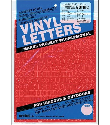 Duro Vinyl Letters, Complete Set Letters & Numbers, Gothic, No. 3215, 2 inch Red