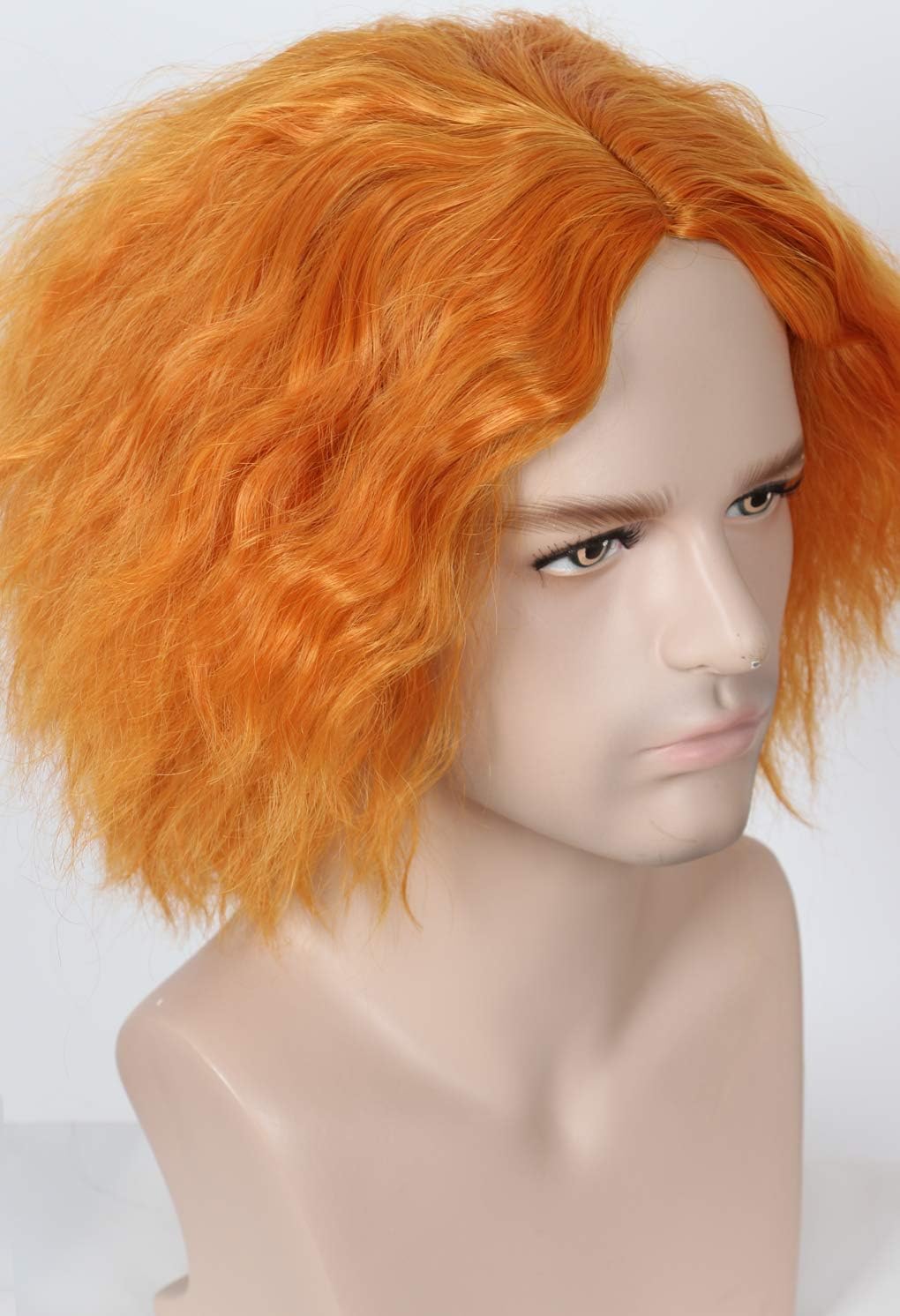 Linfairy Short Orange Wig Halloween Cosplay Costume Curly Wig for Women - Image 4