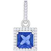 Jewels By Lux Sterling Silver Womens Cubic Zirconia Fashion Square Charm Pendant
