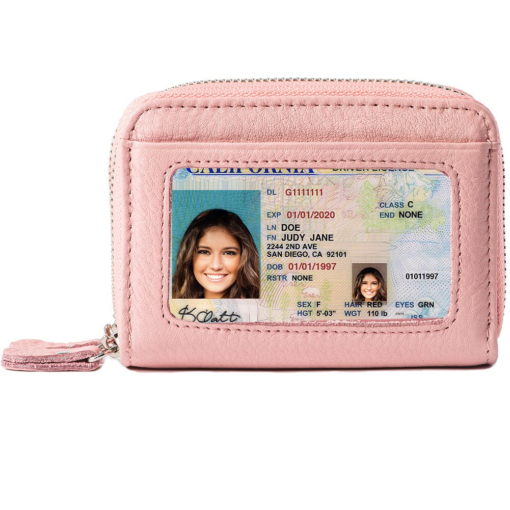 Women's RFID Blocking Leather Wallet - Genuine Leather Credit Card Holder