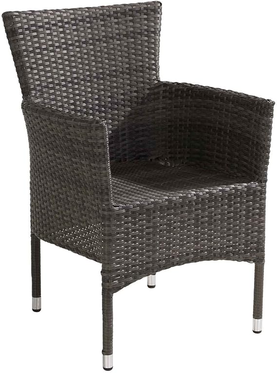 Gartensessel Gartenstuhl Geflechtsessel | Grau | Kunststoff | Stahl