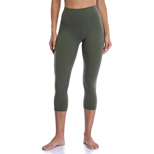 YUNOGA Women's Ultra Soft High Waist Seamless Tummy Control Yoga Capris 21" Inseam Leggings