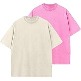 Men's Oversized Cotton T-Shirts Loose Fit Vintage Washed Tee Unisex Short Sleeve Casual Shirts Tops