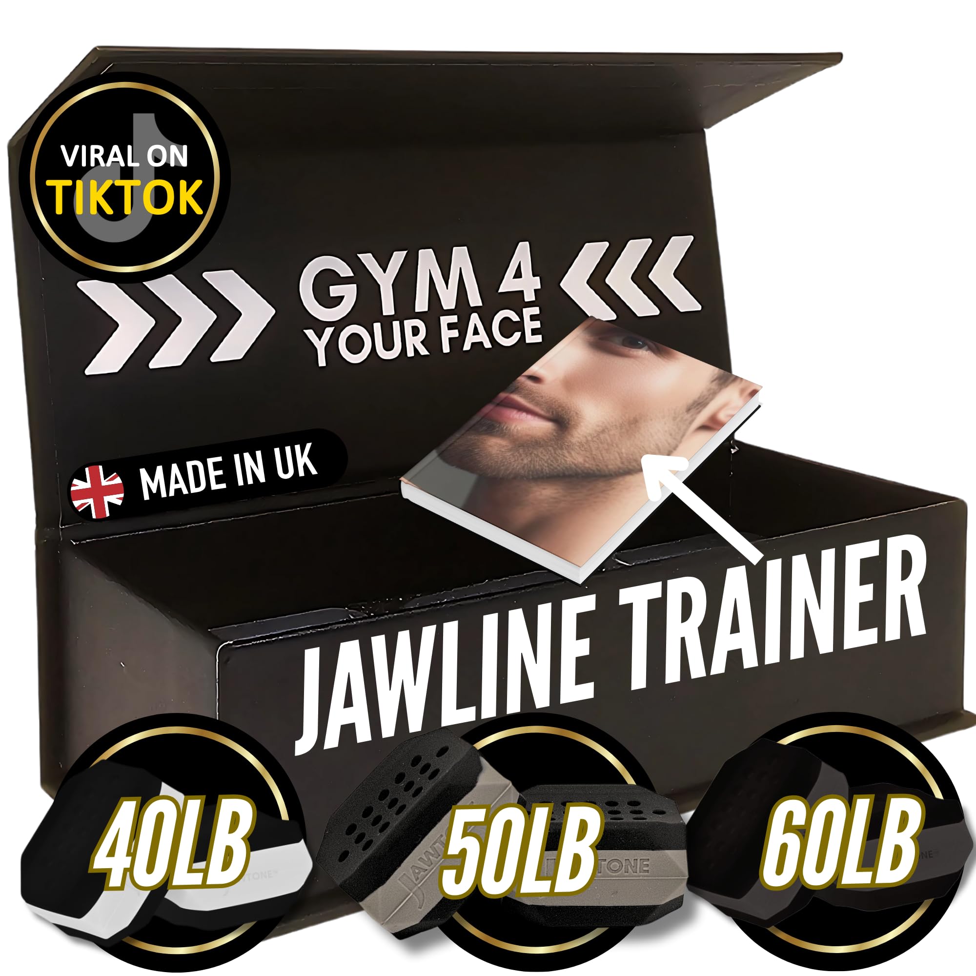 JawBlocks™ - Jaw Exerciser I UK designed Face and Jaw shaper [3 levels 6pcs kit] powerful | Jaw trainer I double chin reducer | jawline exerciser | double chin eliminator & face lift device