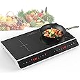 GIHETKUT Double Induction Cooktop, 4000W 2 burner Induction cooktop with LED Touch Screen 10 Levels Settings with Child Safety Lock & Timer 110V Electric burner with hot plate