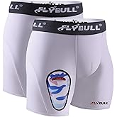 FLYBULL 2-Pack Boys Cup Underwear Youth Boxer Briefs with 1 Protective Athletic Cup for Baseball, Football, Lacrosse