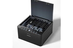 XDeer Biometric Pistol Safe (FCC & California DOJ Certified) - Quick Access Handgun Safe with Fingerprint & Digital Keypad, Secure Home Gun Safe for up to 4 Pistols (No Cleaning Kit)