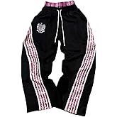 SOLY HUX Men's Baggy Sweatpants Y2k Striped Side Drawstring Elastic Waist Wide Leg Pants Streetwear