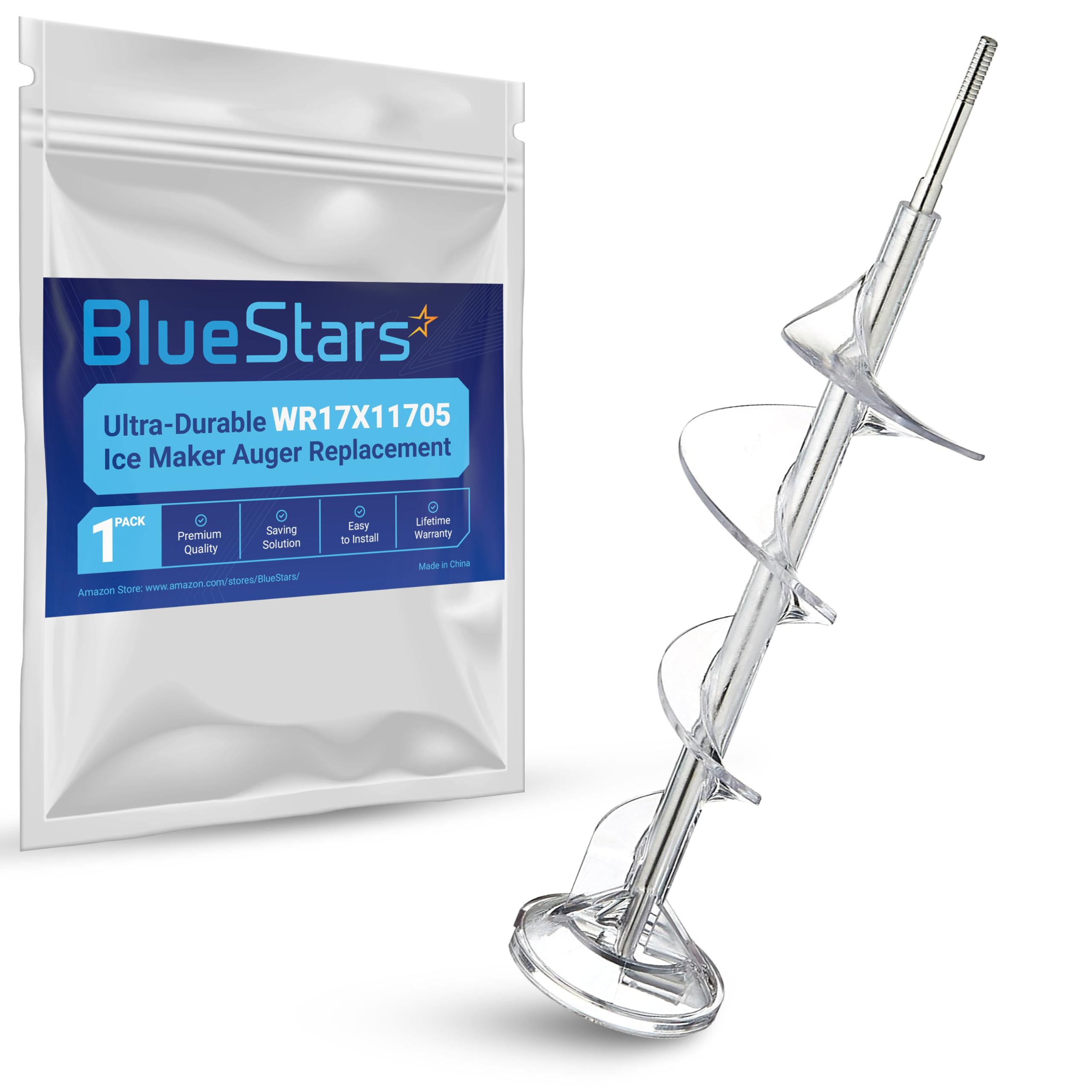 Photo 1 of BlueStars Ultra-Durable WR17X11705 Ice Maker Auger Replacement - Compatible with G.E Hot.Point Refrigerators - Replaces WR17X11939 PS1018130 AP3849786 AP3672963