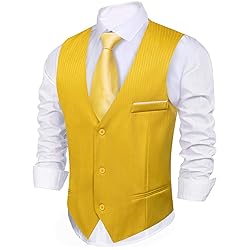 Barry.Wang Mens Yellow Vest Striped Formal/Leisure