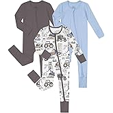 Jimonda Baby Boys Romper Fold-Over Footies and Mitten Pajamas Long Sleeve Sleeper Newborn Girl Footless Clothes 3-Packs