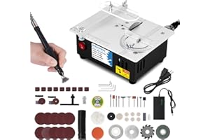 MXBAOHENG Updated Mini Multifunctional Table Saw with Cutting & Sanding Switch, Small Portable Hobby Table Saw for DIY Crafts, Model Making, Wood/Plastic/Acrylic Cutting, 96W 7-Speed Control