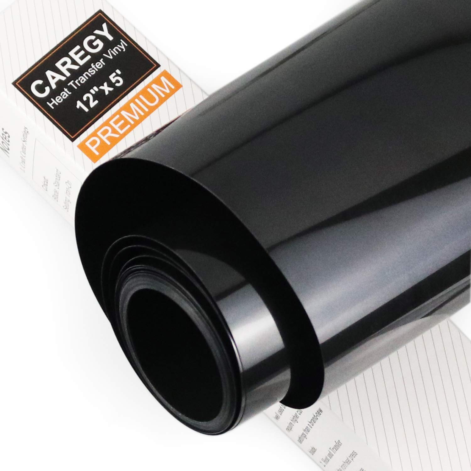 CAREGY Iron on Heat Transfer Vinyl Roll HTV (12''x5',Black)
