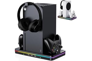 Cooling Charging Stand for Xbox Series X/S with 2 Headset Stand, Luckit Vertical Dual Controller Charger Station Dock Accessories with Cooling Fan, Fast Charging Station with 3 HUB USB Ports