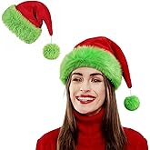 LKQBBSZ Santa Hat for Adults,Christmas Hats Velvet Plush for Christmas New Year Festive Holiday Party Supplies