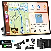 Portable A pple Carplay Screen for Car, 11.3" Extra Large Wireless Car Play & Android Auto Screen for Car, Car Stereo with 4K