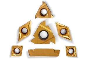 IWONGO Indexable Metal Lathe Insert Blades - CCMT21.51, DCMT21.51, 11IR AG60, MGMN200-G, 16ER AG60 7pcs for 1/2" Shank Indexable Turning Holder Insert Replacement