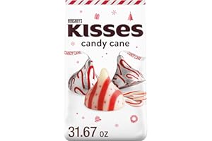 HERSHEY'S KISSES Candy Cane Flavored, Christmas Candy Bulk Bag, 31.67 oz
