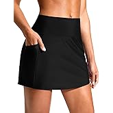 Soothfeel Women's 14" Swim Skirt with Pockets High Waisted Tummy Control Bathing Suit Swimsuit Skirt Modest Tankini Bottoms