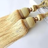 2 Pack Curtain Tiebacks With Tassels - Luxury Rope Holdbacks For Drapery (Pink) - View #2