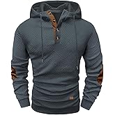Ryehack Men's Hoodies Pullover Casual Long Sleeve Stand Collar Button Pullover Sweatshirts Color Block Pullover
