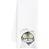 INDAJEDN Funny Cat Gifts Hand Towels for Bathroom, Adorable Bathroom Decor, Gifts for Cat Lovers, 16x24 Inch