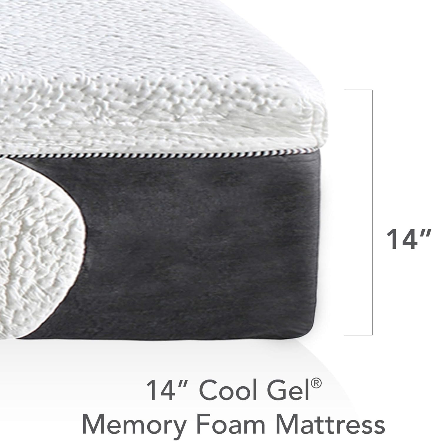 Classic Brands Cool Gel 1.0 Ultimate Gel Memory Foam 14-Inch Mattress with BONUS 2 Pillows , King, White: Furniture & Decor