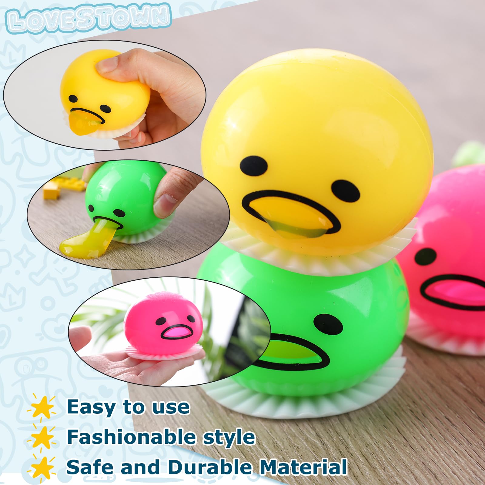 LovesTown Vomiting Sucking Egg Yolk, Puking Egg Novelty Fidget Toy Stress Squeeze Slime Sensory Toy for Kids Birthday Party Prank Toys