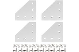 ORGRY 4pcs 4040 Series Corner Bracket Plate Anodised L Shape 5 Hole 90 Degree Outside Joining Plate with 20pcs M8 T Nuts + 20pcs M8 Screws + 1pcs Wrench