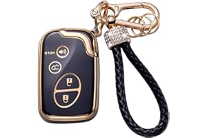 Gematay for Lexus Key Fob Cover with Keychain Lanyard, Soft TPU Key Fob Protector Shell Compatible with Lexus GX460 RX350 ES350 IS250 GX460 LX570 IS350 GS430 is-C is-F Smart Key Case