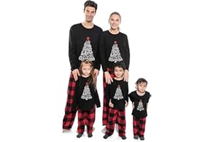 ANGELGGH Family Pajamas Matching Sets, Cute Christmas Printed 2 Piece Sleepwear, Holiday PJs Jammies for Couples/Women/Men