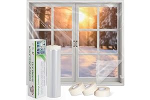 FLYZZZ Window Insulation Kit - 62x393in Window Insulation Kit for Winter with Widen Double-Sided Tape, Thickened Plastic Window Covering for Winter Can Insulates 10 Windows