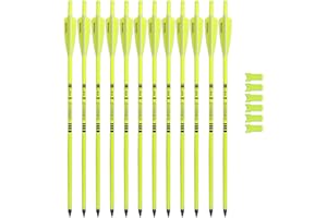 BOWSOUL Crossbow Bolts 20inch Fluorescence Color Carbon Crossbow Hunting Arrows with 4" Vanes and Replaced Arrowhead(12 Pack)
