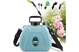 AKJBL 1.85 Gallon/7L Battery Powered Garden Sprayer,Portable Electric Sprayer with 3 Mist Nozzles, Electric Sprayer with USB Rechargeable Handle with Adjustable Shoulder Strap for Lawn,Garden