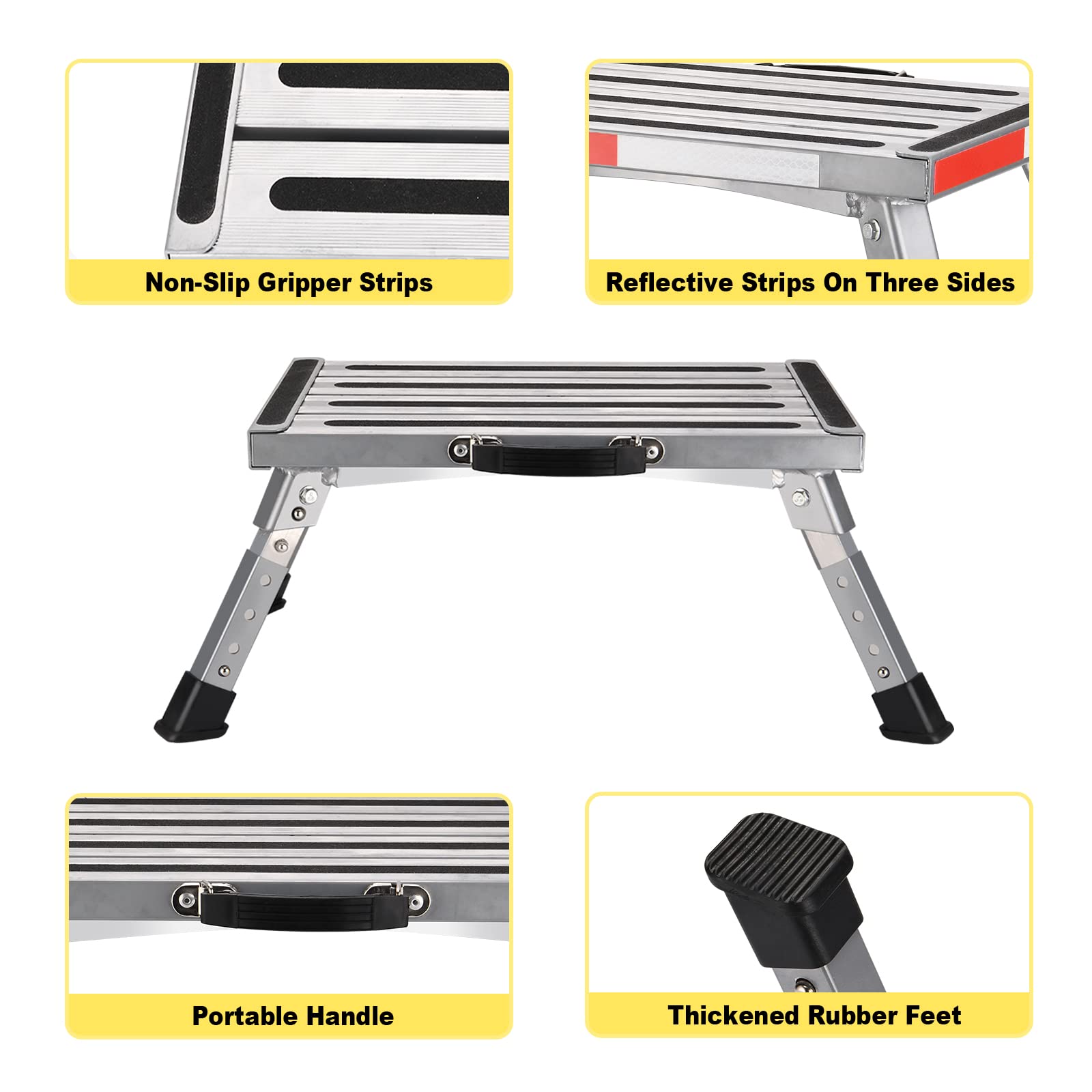 Safety RV Steps, Yagud Height Adjustable Folding Platform Step with 17