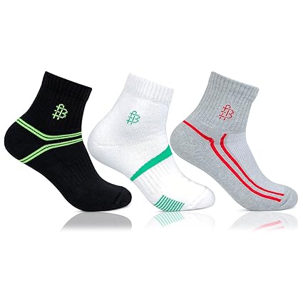 Bonjour Men's Multicolour Sports Ankle Length (Pair of 3) BRO7005ANK-PO3_Multicolor)