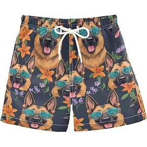 Boccsty German Shepherds Cute Boys Swim Trunks Baby Kids Swimwear Summer Toddler Beach Board Shorts Bathing Suit 2T